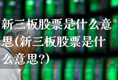 新三板股票是什么意思(新三板股票是什么意思?)_https://www.shshucaipeisong.com_创业板_第1张